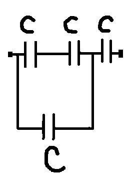 На рисунке изображена батарея конденсаторов каждый конденсатор имеет емкость 1 мкф найдите