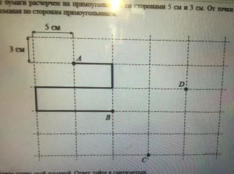 На рисунке дано поле расчерченное на прямоугольники со сторонами 3 и 4 см