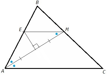 В треугольнике abc серединный