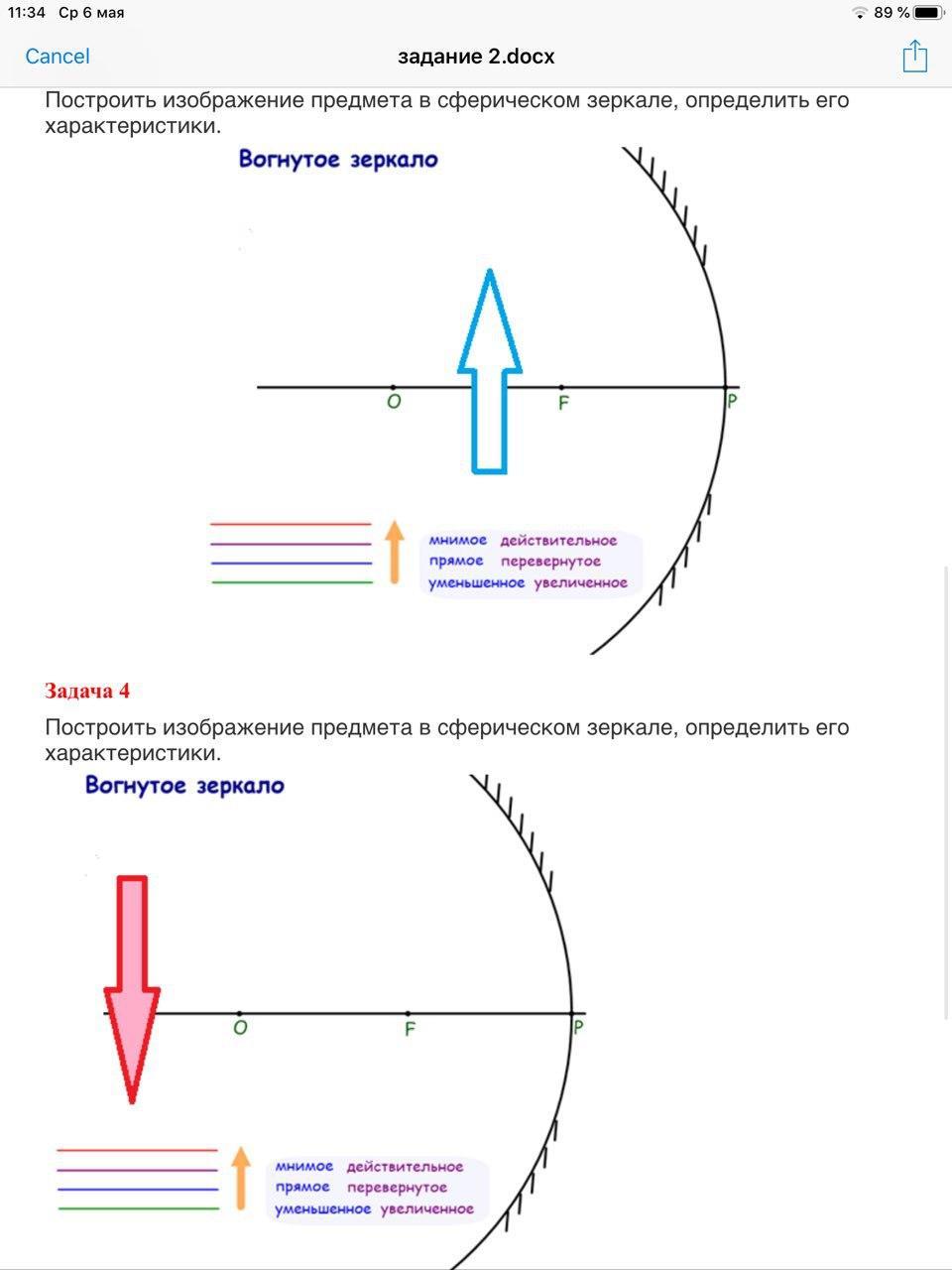 Изображение в сферическом зеркале