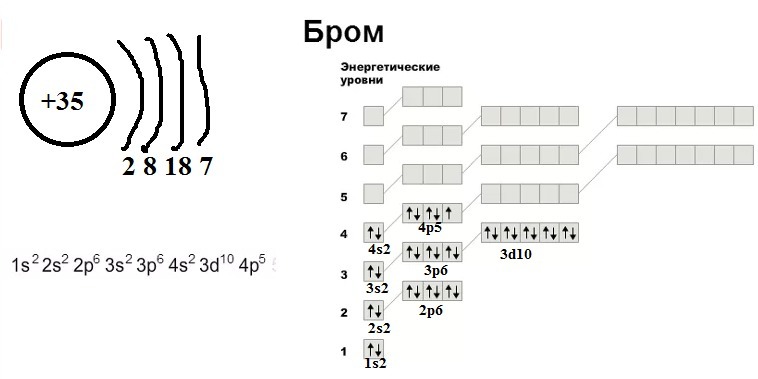 Схема распределения электронов по энергетическим уровням в атоме химического