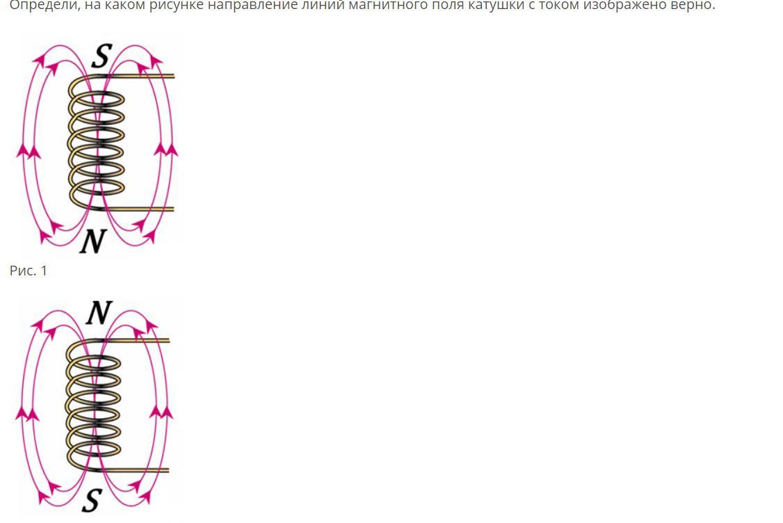 На каком из рисунков правильно показано направление линий магнитного поля