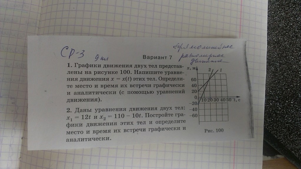 Графики движения двух тел представлены на рисунке