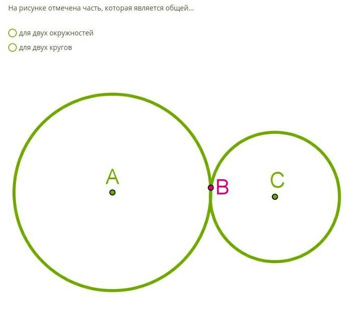 Отмечено изображение. Часть является общей для двух окружностей. Две окружности. Два круга. На рисунке отмечена часть которая является общей для двух.