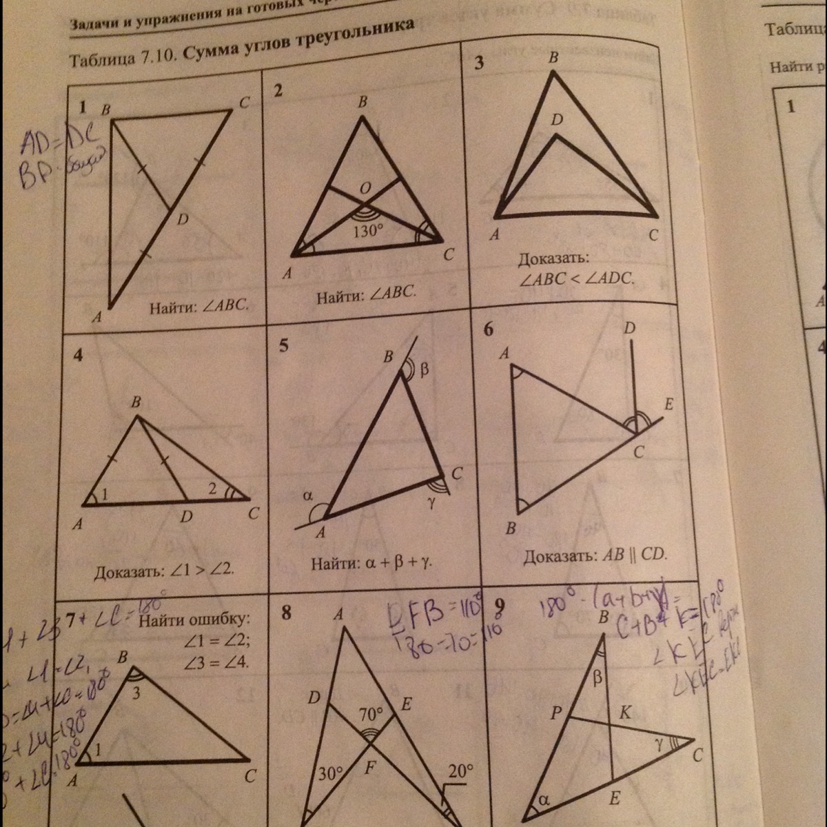 Задачи на готовых чертежах 7 класс ответы. Таблица 7.11 прямоугольный треугольник. Задачи и упражнения на готовых чертежах таблица 9.6. Сумма углов треугольника таблица. Таблица 7.11 прямоугольный треугольник ответы.