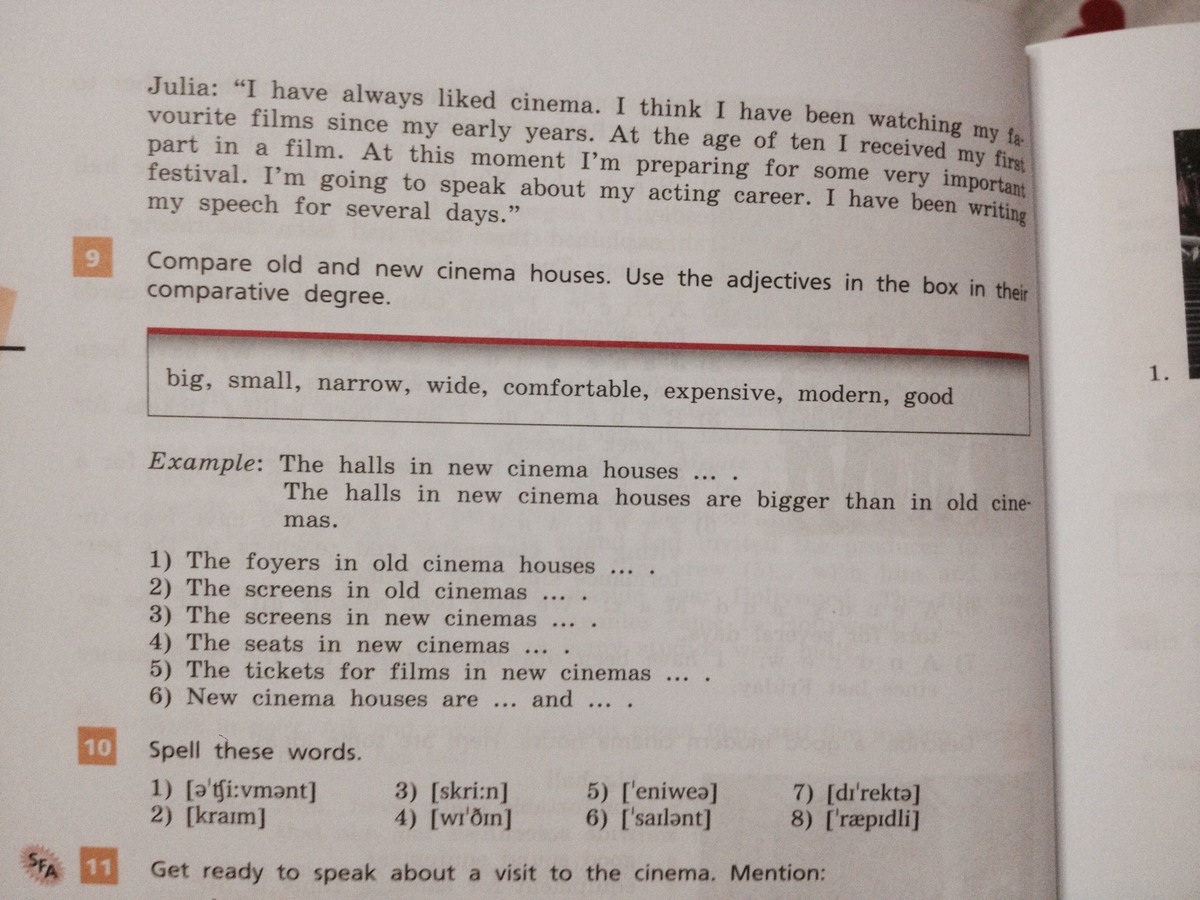 Get ready to speak. Английский язык 6 класс ex 9 PG 9. Get ready to speak about a film Star you like mention the following 5 предложений. Get ready to speak about a visit to the Cinema mention what Cinema. Get ready to speak about your visits to a Library mention the following.