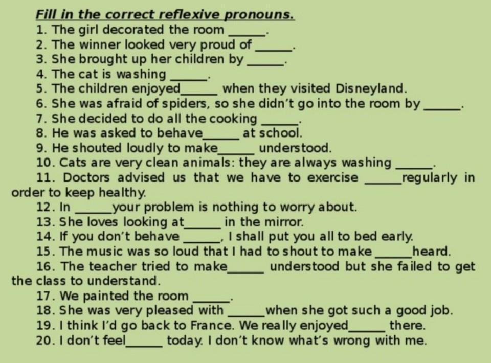 Filling перевод на русский. Задания на возвратные местоимения в английском языке. Возвратные местоимения в английском языке упражнения. Возвратные местоимения в английском языке упражнения 7 класс. Возвратные местоимения в английском языке правило упражнения.