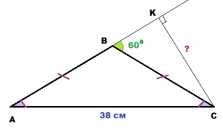 В треугольнике абс с 60 градусов. Внешний угол при равнобедренном треугольнике. Внешний угол при вершине равнобедренного треугольника. Внешний угол равнобедренного треугольника при вершине равен 60. В равнобедренном треугольнике ABC С основанием AC равным 37 см.