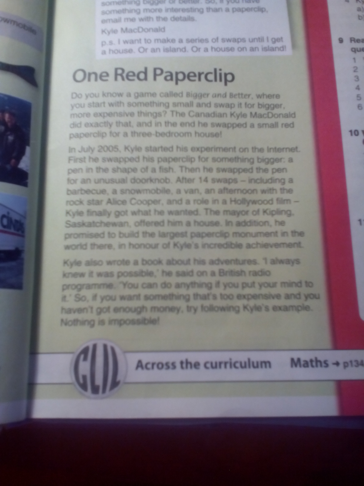 Перевод текста one. One Red paperclip текст. One Red paperclip текст по английскому. One Red paperclip перевод текста. Paperclip перевод.