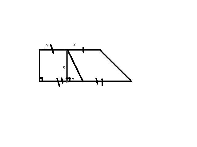 Средняя линия прямоугольной трапеции равна 6