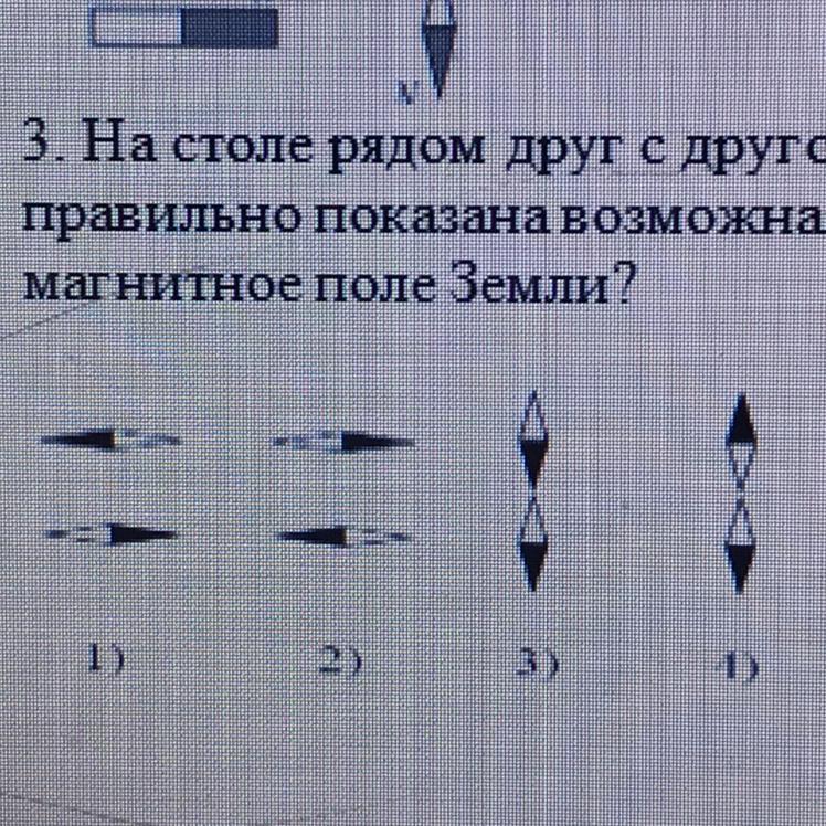 На рисунках показано как установились магнитные стрелки