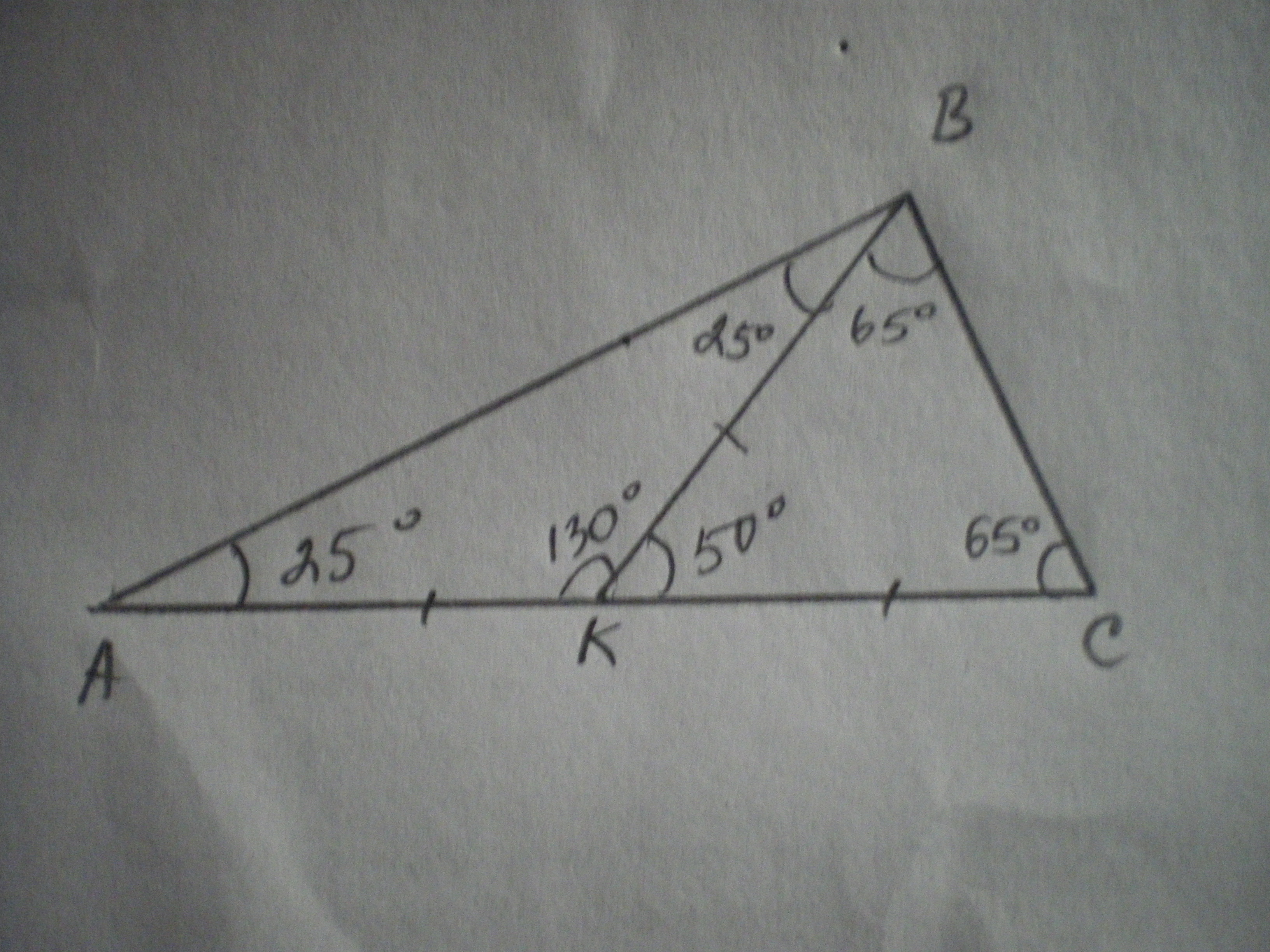 Медиана bk треугольника abc. Треугольник с углом 130 градусов. Треугольник с углом 25 градусов. Угол 25 градусов. AC//BK угол a, угол ABC-?.