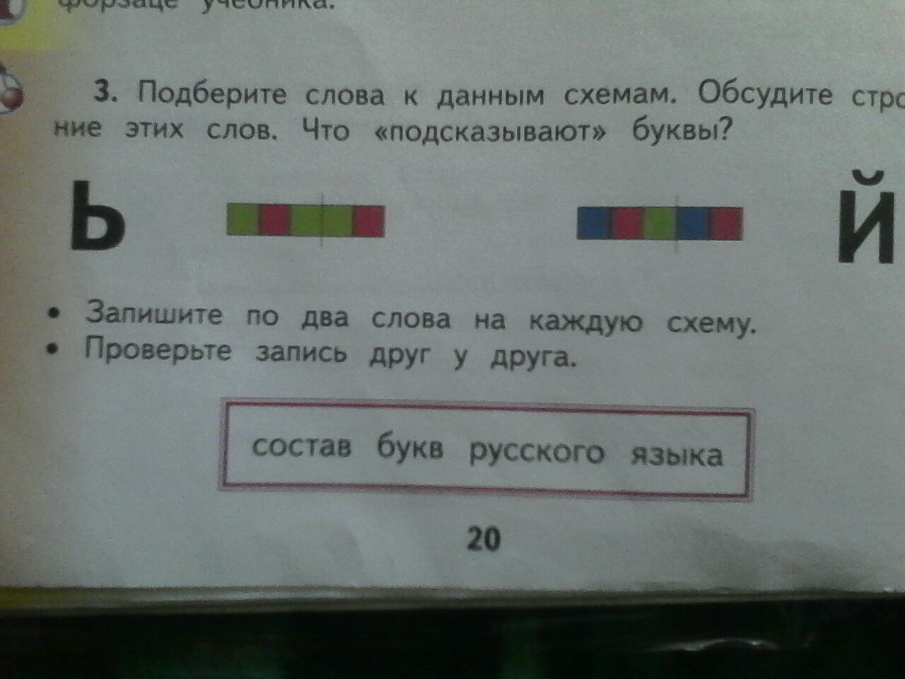 Подбери к каждой схеме по 2 слова и запиши их корень окончание