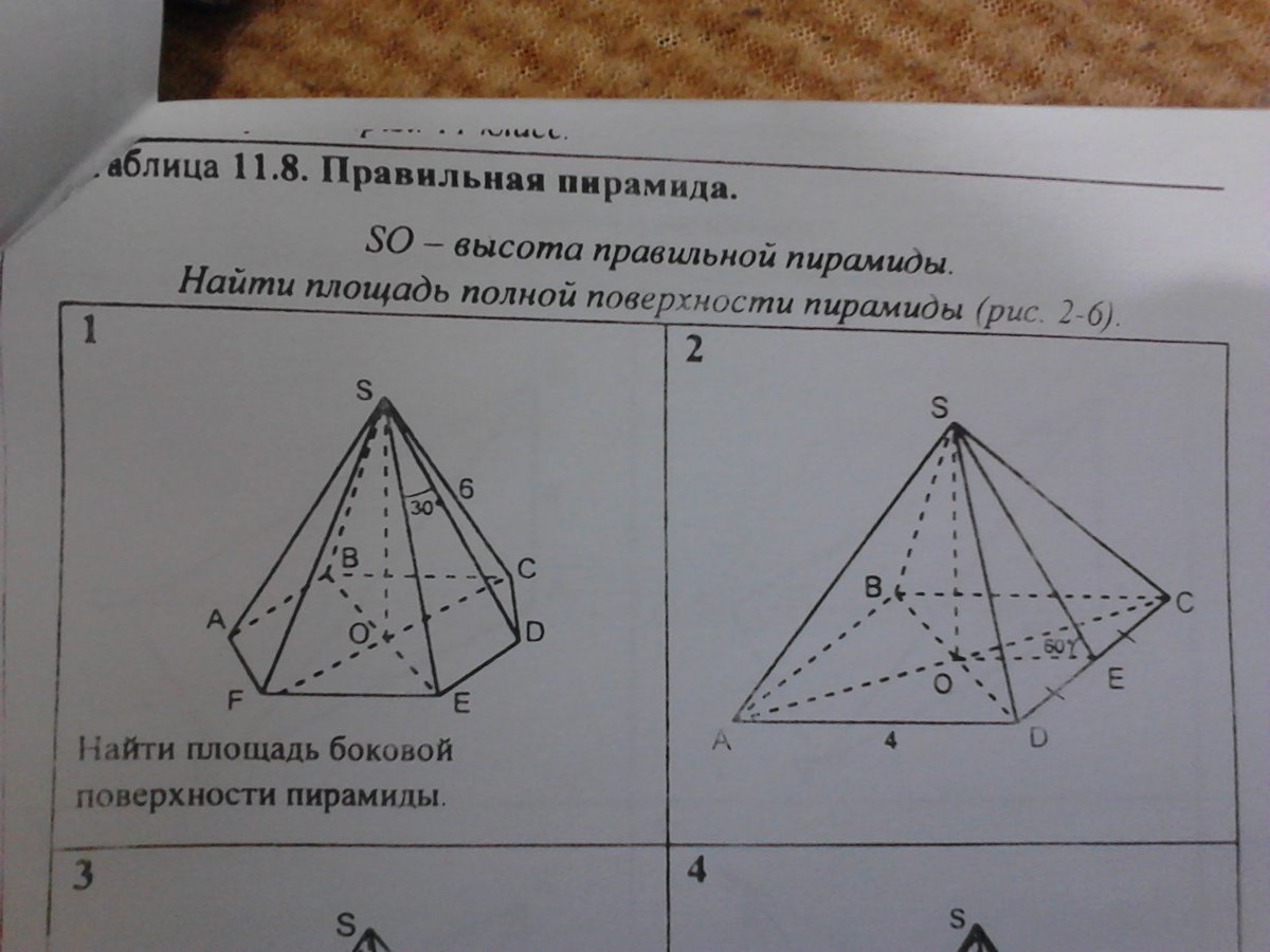 Задачи на нахождение поверхности пирамиды