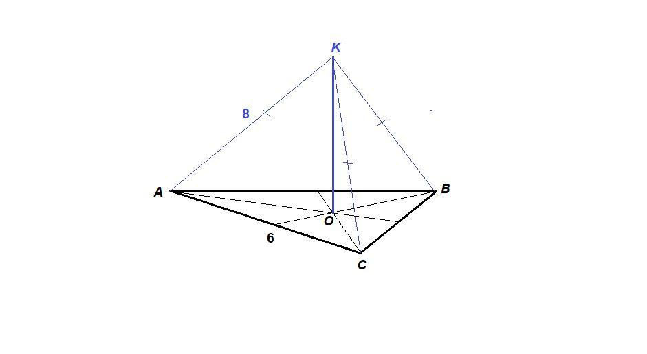 Прямая перпендикулярна плоскости треугольника авс