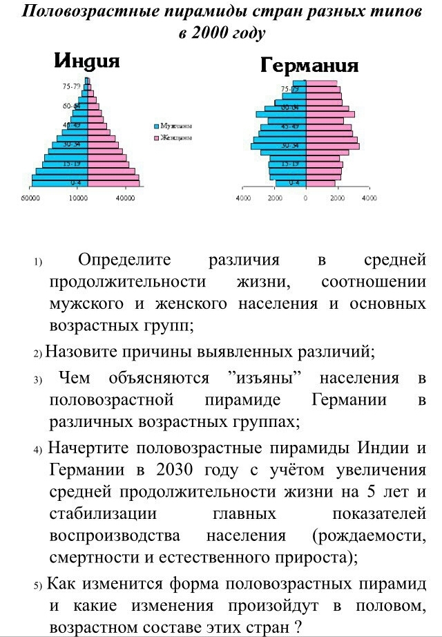 Составьте план описания половозрастной пирамиды населения