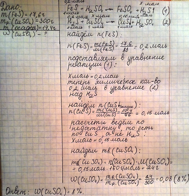 Образец сульфида железа 2 разделили на две части одну из них обработали серной кислотой