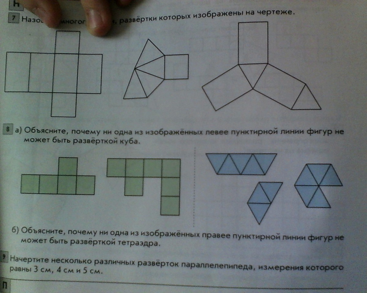 Посмотрите на рисунок и найдите ту картинку которая не является разверткой