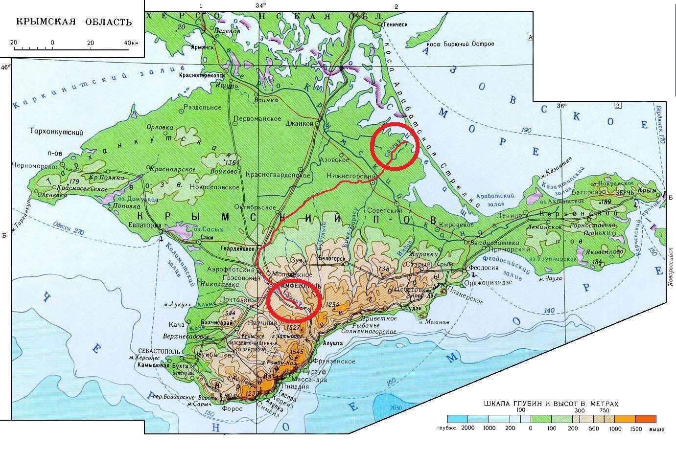 Крым карта река салгир