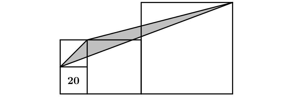 Четыре квадрата расположены как показано на рисунке известно что площадь самых маленьких равна 20