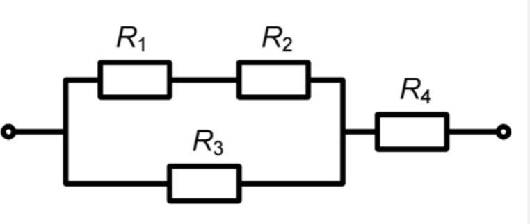 На участке цепи изображенном на рисунке сопротивление каждого резистора 4 ом общее сопротивление