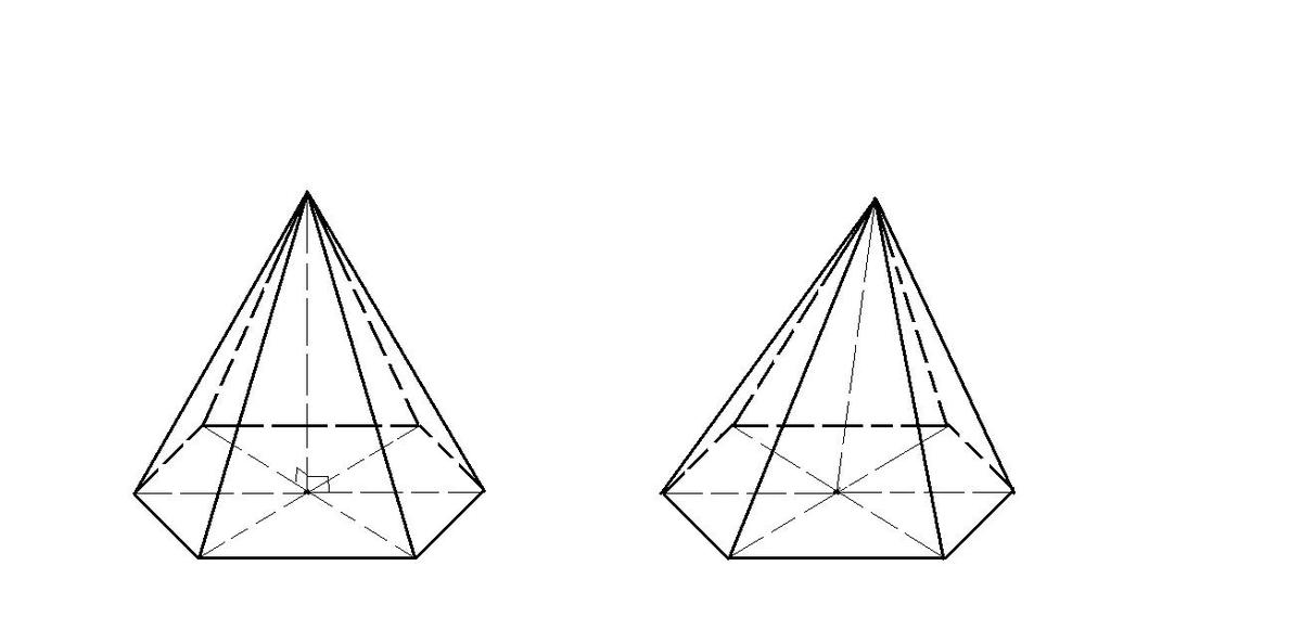 Как рисовать шестиугольную пирамиду