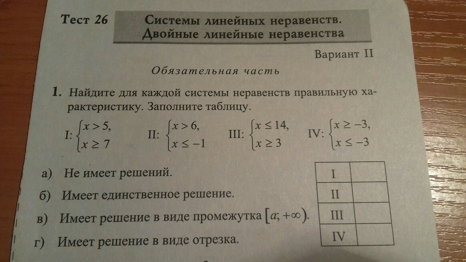 Заполните таблицу алгебра 7 класс. Решение линейных неравенств тест. Тест системы неравенств. Таблица решения системы линейных неравенств. Решение линейных неравенств таблица.