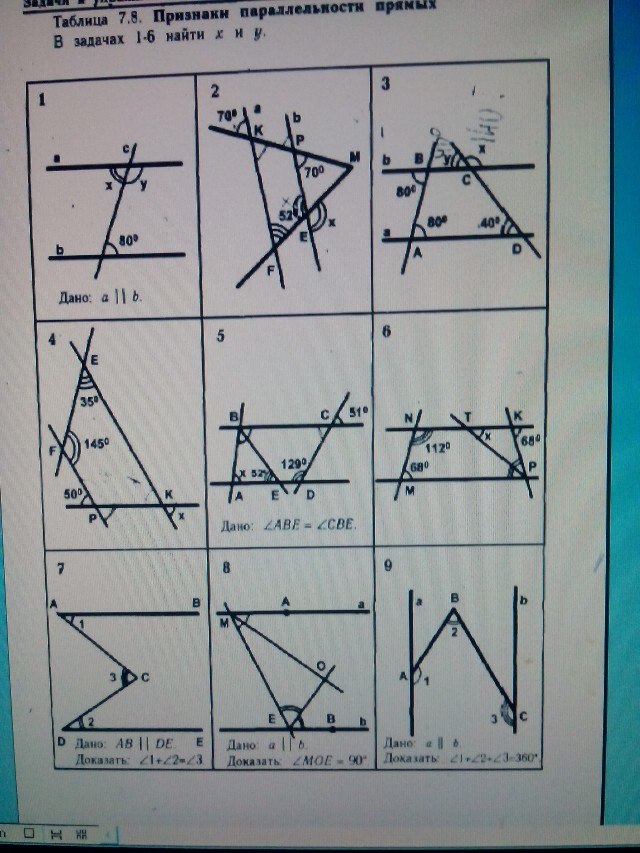 Таблица 7 геометрия ответы. Таблица 7.8 признаки параллельности прямых. Найти х. Таблица 7.7 признаки параллельности. Таблица 7.7 признаки параллельности прямых.