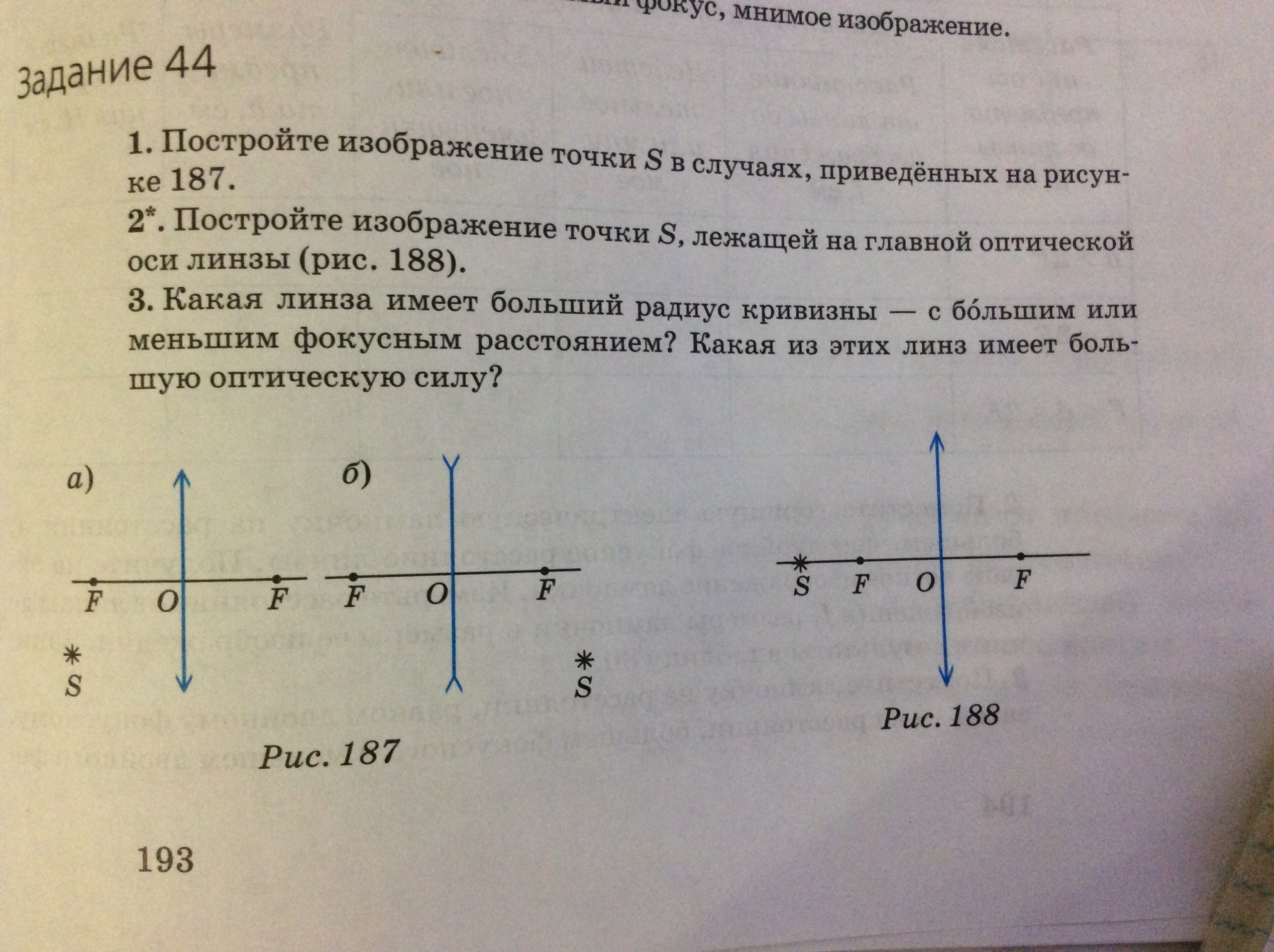 Постройте изображение точки s в случаях приведенных на рисунке 189