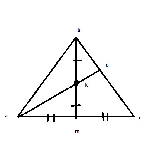 В треугольнике проведена медиана bm