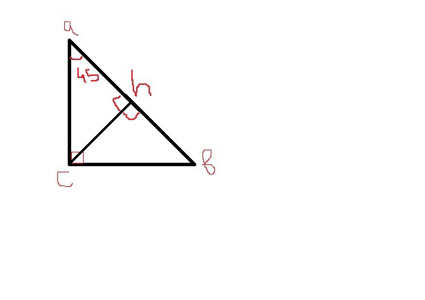 Найти ab 45. Треугольник ABC угол с 90 градусов Ch высота ab =100. Треугольник 90 45 45 градусов. Треугольник с углом 90 градусов. Равнобедренный треугольник 90 45 45 градусов.