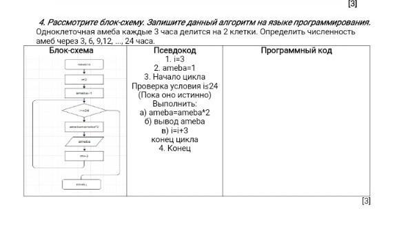 Одноклеточная амеба каждые 3 часа делится на 2 клетки.