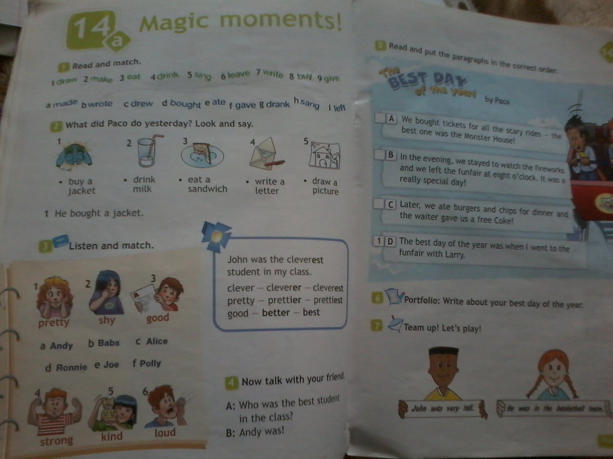 Read and match на русский. Английский язык 4 класс Magic moments. Английский read and Match 4. My Magic moments 3 класс. What did Paco do yesterday look and say 4 класс.