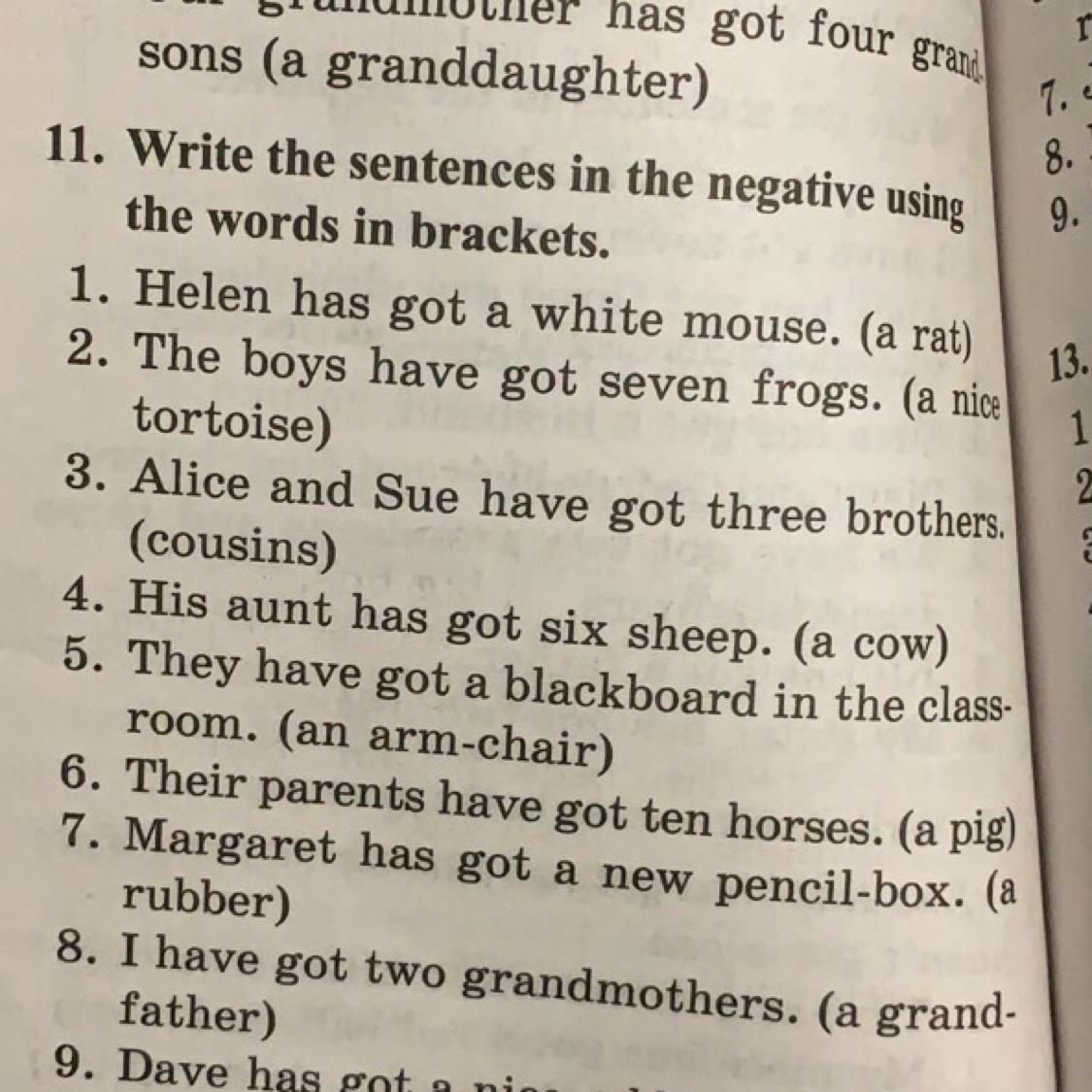 Use the words in brackets. Write the sentences in the negative. Цкшеу еру sentences in the negative. Write negative sentences. Write negative sentences using the Words in Brackets.