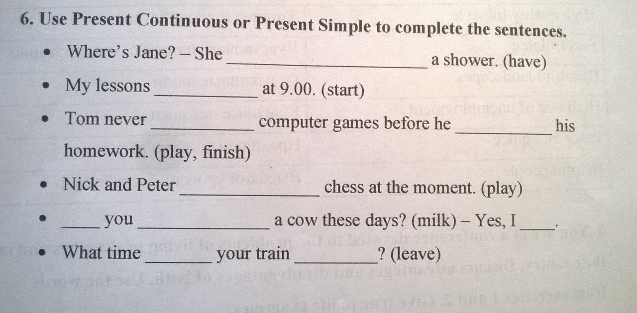 Write questions use the present continuous