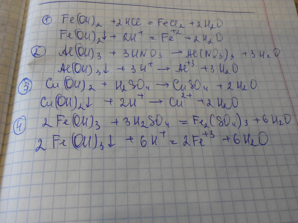 Запишите уравнение химических реакций согласно схеме fe oh 3 fe2o3 fe feso4