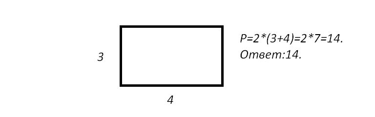 Периметр прямоугольника со сторонами 4 и 3