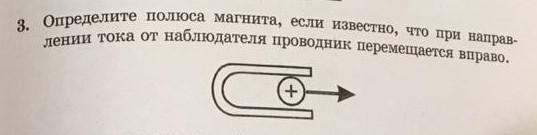 Определите полюса магнита показанного на рисунке если известно что при направлении тока