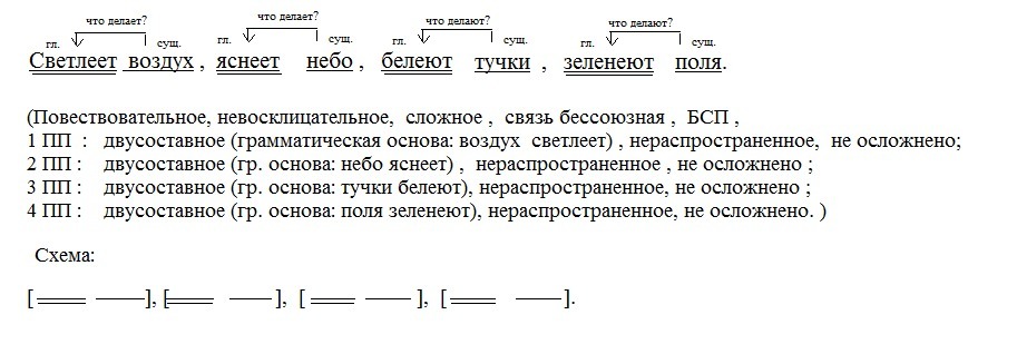 Бледно серое небо светлело холодело синело схема предложения