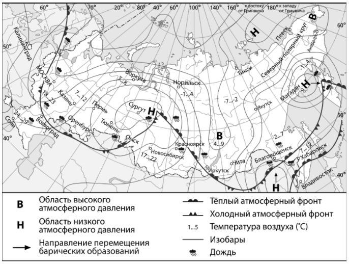 Карта погоды составлена на 18 апреля в каком из