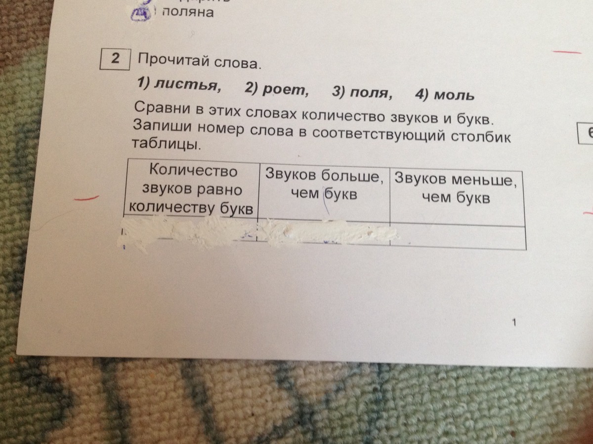 Запиши числительные в нужный столбик таблицы. Запиши слова в соответствующий столбик. Сравни количество звуков и букв. Слова в которых количество звуков равно количеству букв. Прочитай слова. Сравни звуки и буквы запиши в соответствующий столбик.