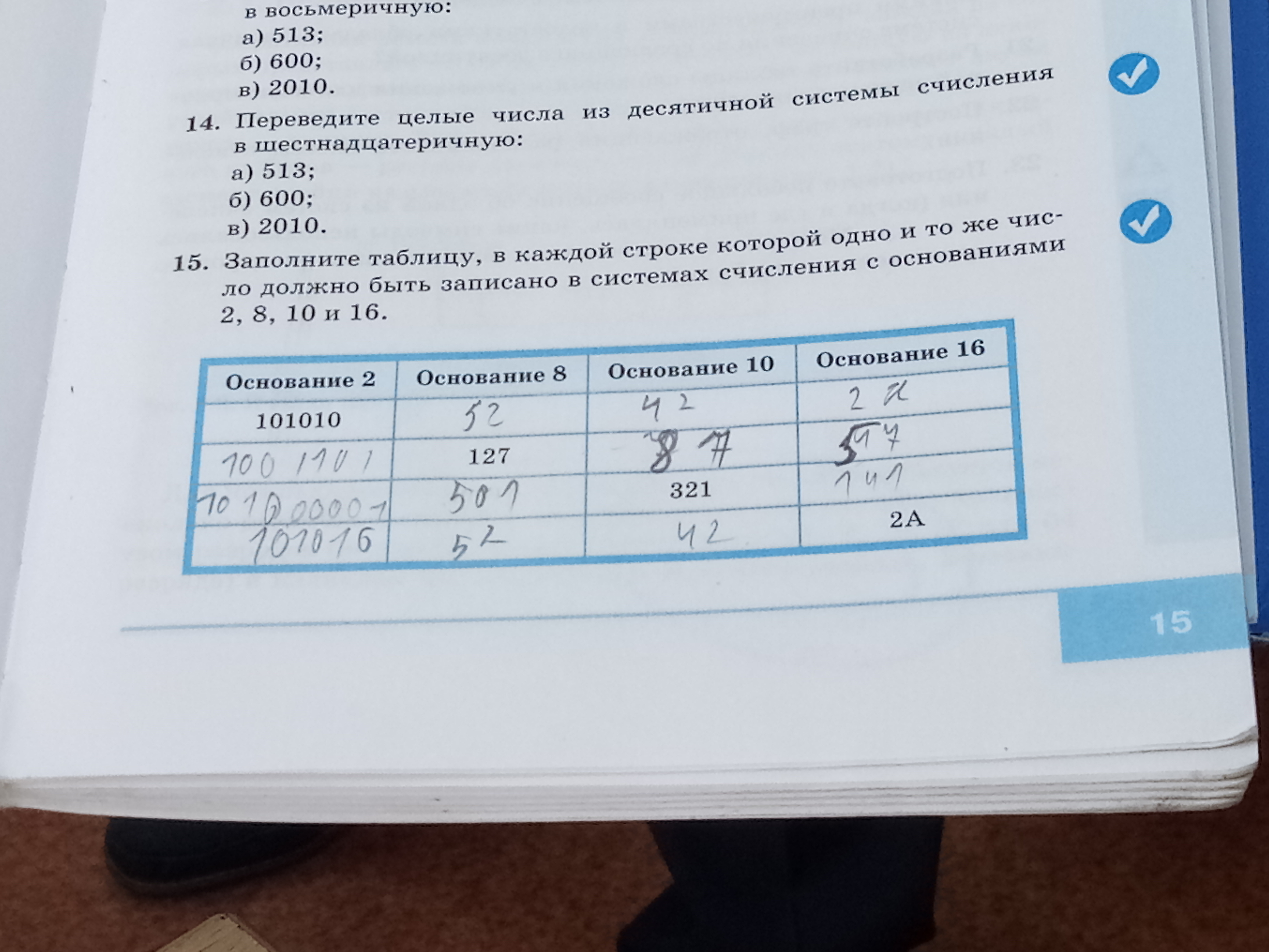 Заполните таблицу в каждой строке. Переведите целые числа в шестнадцатеричную 513 600 2010. Переведите целые числа из десятичной в шестнадцатеричную 513 600 2010. Переведите целые числа в шестнадцатеричную 513. Переведите целые числа из десятичной в восьмеричную 513 600 2010.