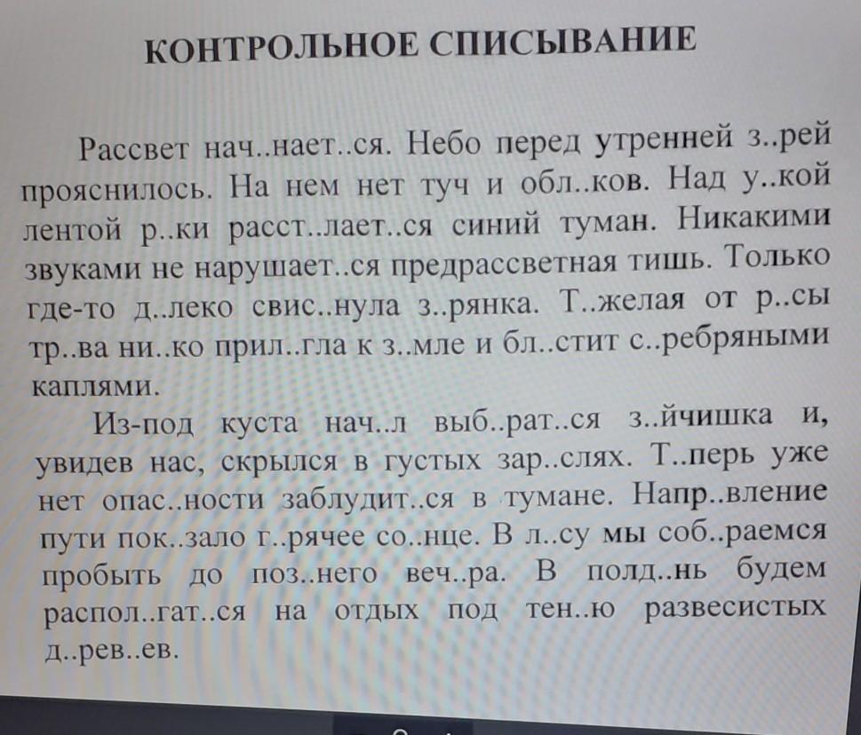 Списывание текста 7 класс русский