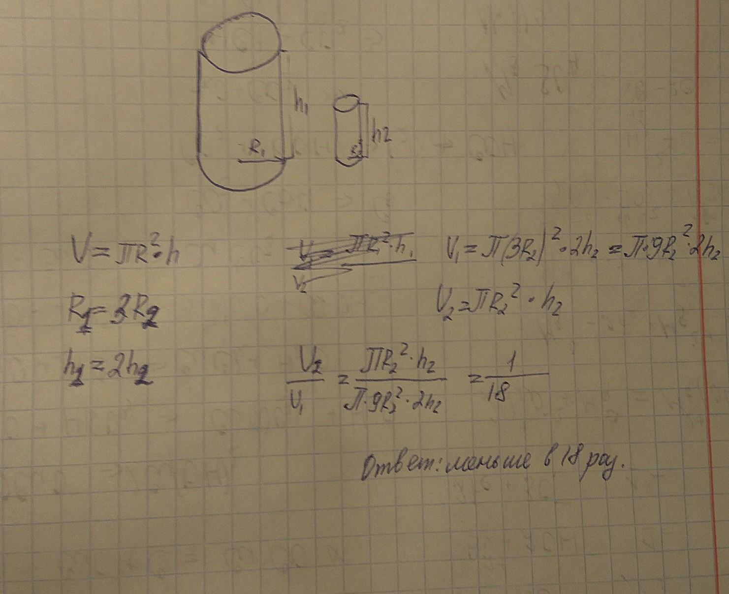 Две кружки имеют форму цилиндра первая кружка
