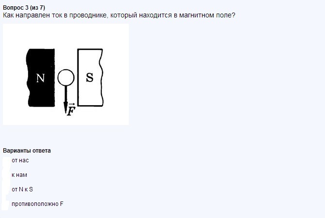 Электрический ток в прямолинейном проводнике направлен перпендикулярно плоскости рисунка