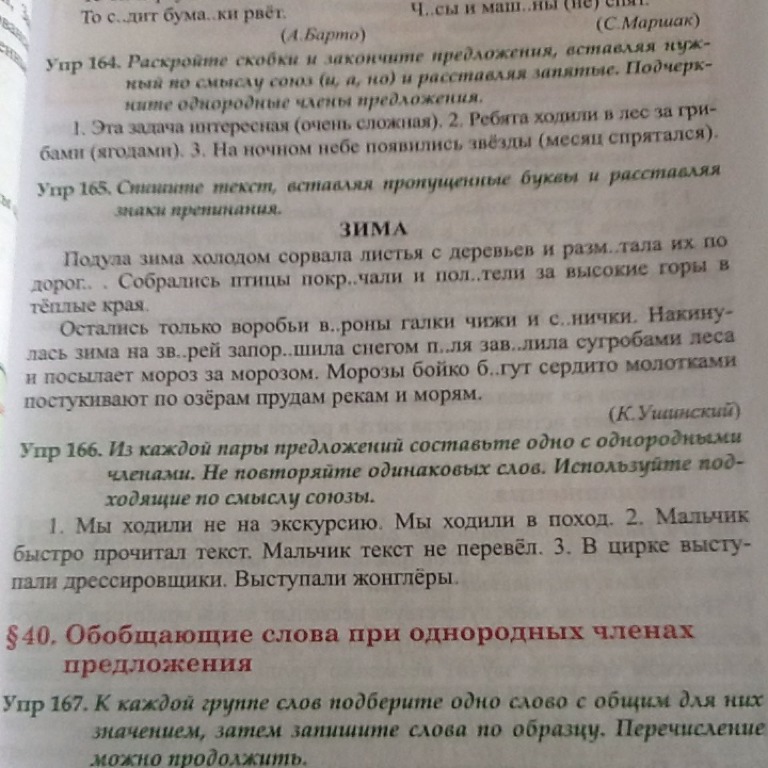 Подула зима холодом сорвала листья с деревьев и разметала их по дороге схема предложения