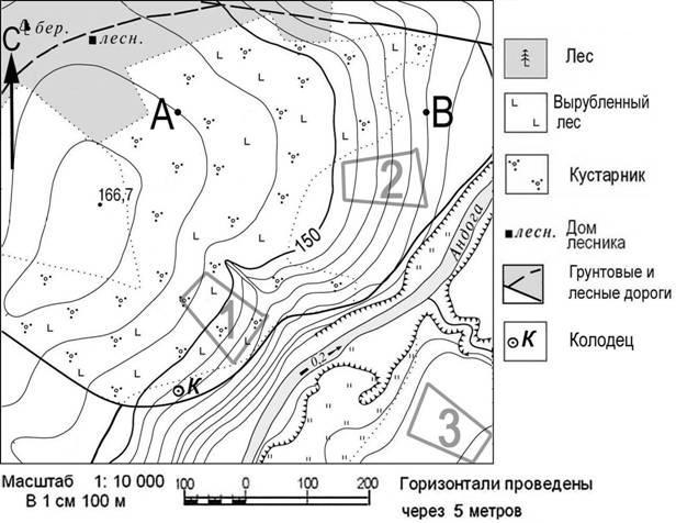 Ознакомьтесь с картой показанной на рисунке определите по карте расстояние на местности по прямой