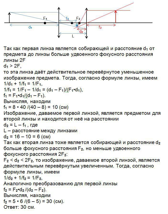 На каком расстоянии от собирающей линзы находится свеча высотой h 15 см изображение полученное от