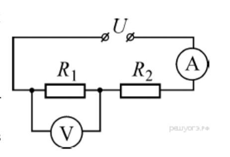 В цепи изображенной на рисунке амперметр показывает силу 2 а